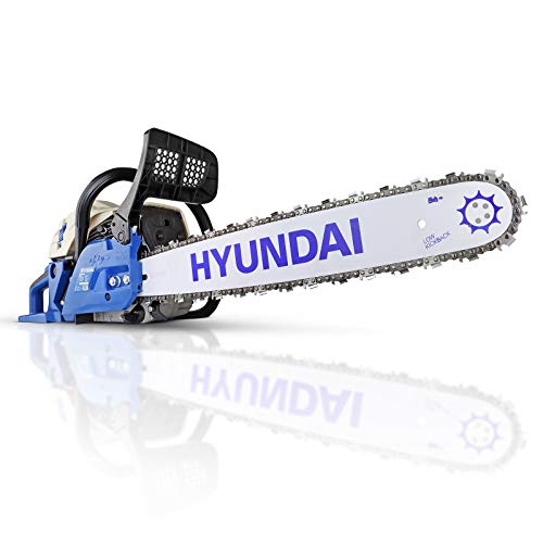 Hyundai 62cc 20” Petrol Chainsaw, 2-Stroke Easy-Start, Anti-Vibration, Powerful Heavy-Duty 6.9kg Includes Storage Bag, bar Cover and 3 Year Warranty